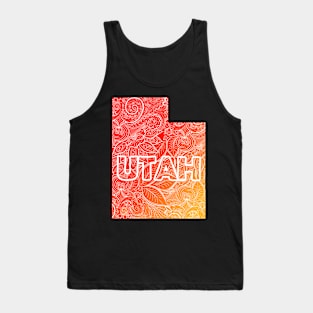 Colorful mandala art map of Utah with text in red and orange Tank Top